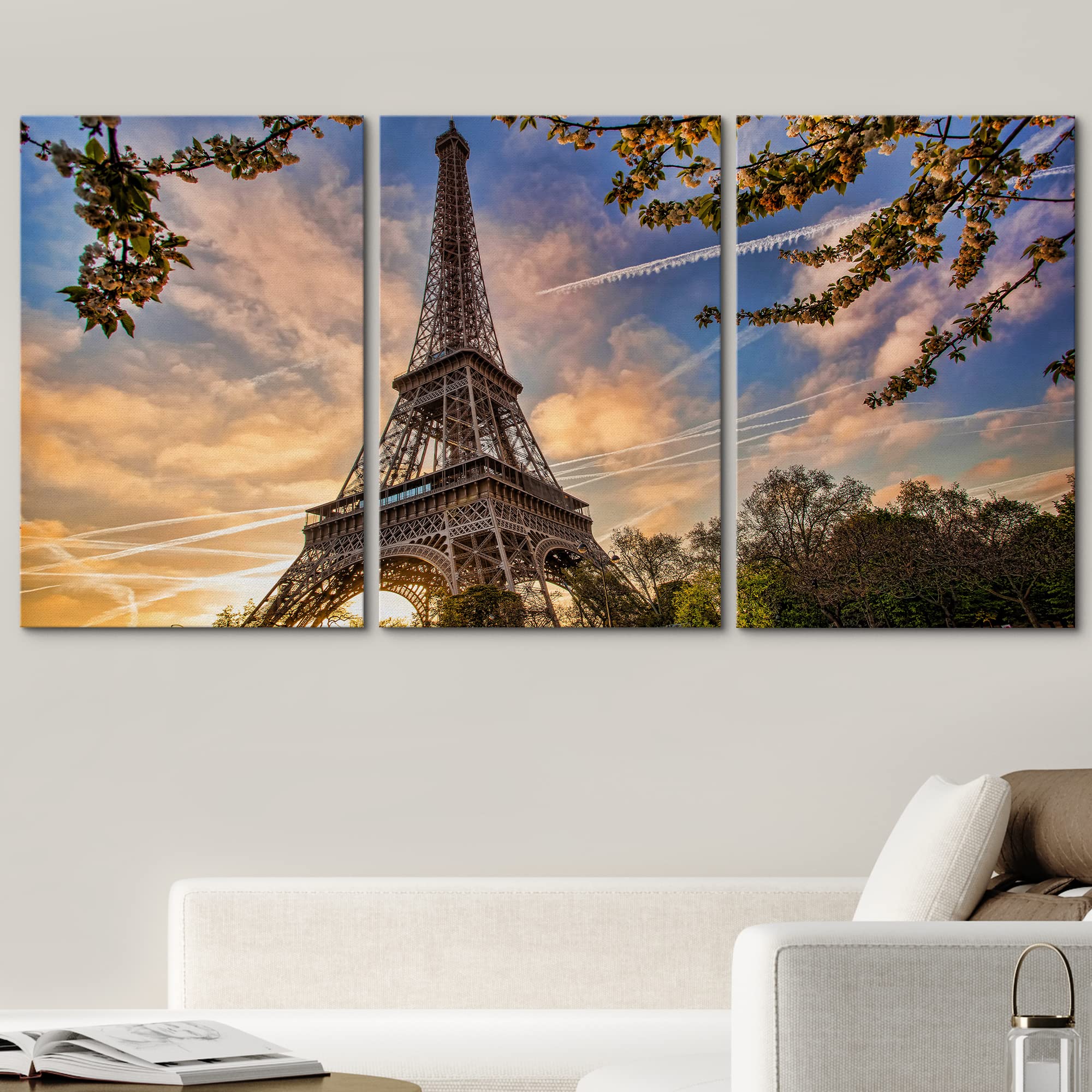 Amazon.com: wall26 - 3 Piece Canvas Wall Art - Eiffel Tower with